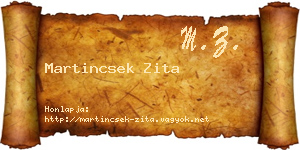 Martincsek Zita névjegykártya